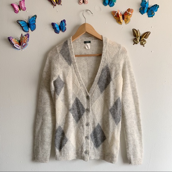 J. Crew Small Cardigan Cream Gray Mohair - Picture 5 of 6